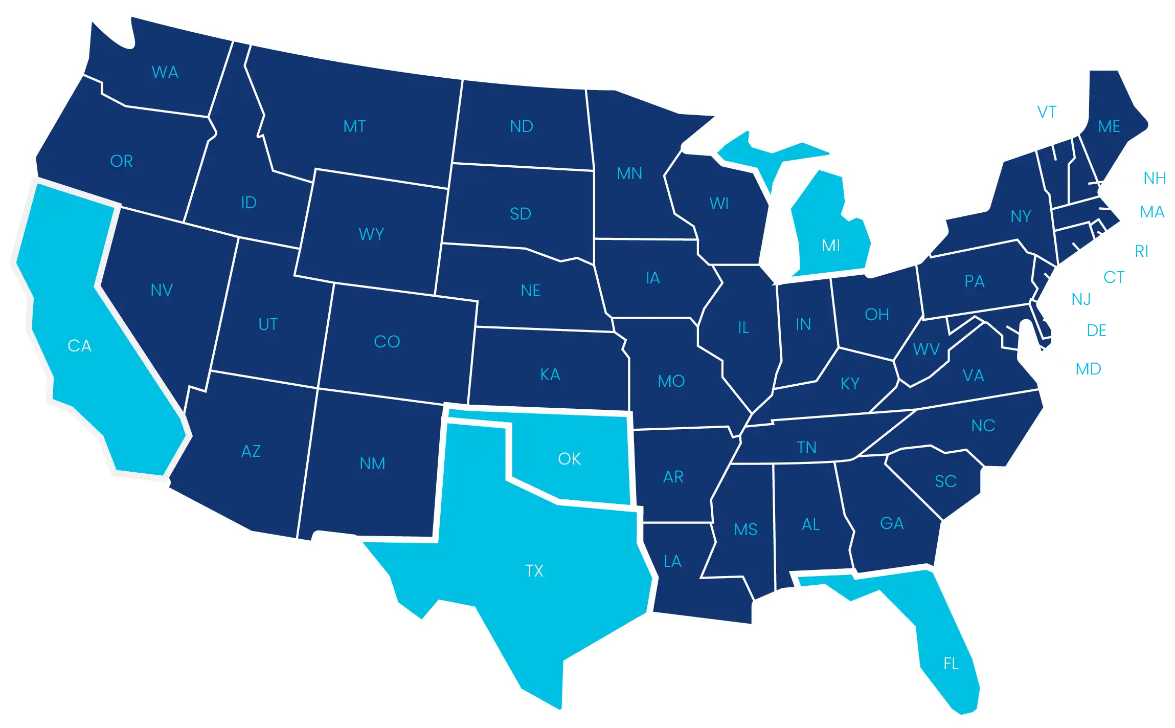 United States map showing Smileloc availability